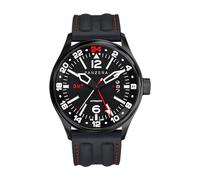 Panzera Flieger 45G Mecánico Automático Acero Negro Zafiro Silicona Fecha Reloj Hombre, Negro , Correa