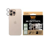 PanzerGlass HOOPS - Protector de lente de cámara para Apple iPhone 16 Pro / 16 Pro Max 2024 | Cristal de claridad ultra alta, protección de lente individual de cobertura completa, antiarañazos,