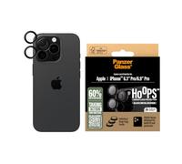 PanzerGlass HOOPS - Protector de lente de cámara para Apple iPhone 16 Pro / 16 Pro Max 2024 | Cristal de claridad ultra alta, protección de lente individual de cobertura completa, antiarañazos,