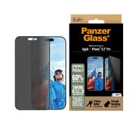 PanzerGlass Protector de pantalla de privacidad para Apple iPhone 16 Pro de 6.3 pulgadas, filtro de privacidad, vidrio templado de borde a borde, protección contra caídas y arañazos, antihuellas,