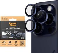 PanzerGlass™ Protector de lente de cámara Ti Hoops para Apple iPhone 15 Pro | Pro Max - protección con estilo, vidrio a prueba de golpes, titanio azul