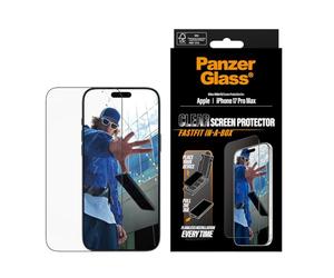 PanzerGlass - Protector de pantalla de cristal templado para iPhone 17 Pro Max 6,9", ultra ancho, borde a borde, anti-caída, antiarañazos, antihuellas, FastFit IN-A-BOX