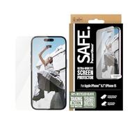 PanzerGlass Protector de pantalla seguro de ajuste ultra ancho para Apple iPhone 16/15/14 Pro | Vidrio templado de borde a borde, protección contra caídas y arañazos, antihuellas, fácil de instalar,