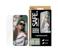 PanzerGlass SAFE CLEAR - Protector de pantalla para iPhone 16 Pro Max de 6.9 pulgadas 2024, vidrio templado de ajuste ultra ancho, protección contra caídas de borde a borde, resistente a los arañazos,