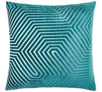 Paoletti Cojín Evoke de Terciopelo con Relleno de Plumas: Lujoso cojín Cuadrado Decorativo con Estampado de chevrones y Relleno (Verde Azulado - 55x55cm)