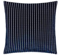 Paoletti Cojín Savoy Stripe Relleno de Plumas: Reversible, de Terciopelo Suave y Texturizado, Decorativo para sofás, Camas y sillones (Marina de Guerra, 50x50cm)