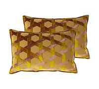 Paoletti Cojines llenos de poliéster de Delano Twin Pack, Ocre/Rubor, 40 x 60cm, 2
