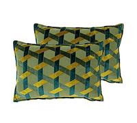 Paoletti Cojines llenos de poliéster de Delano Twin Pack, Teal/Oro, 40 x 60cm, 2