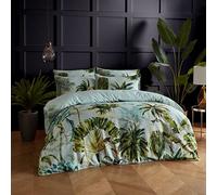 Paoletti Forsteriana Palms Juego De Funda Nórdica - Reversible Acuarela Tropical Selva Palma Lujo Ropa De Cama (Multicolor - King UK Standard - 230x220cm)
