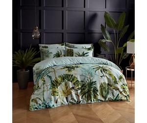 Paoletti Forsteriana Palms Juego De Funda Nórdica - Reversible Acuarela Tropical Selva Palma Lujo Ropa De Cama (Multicolor - Doble - 200x200cm)