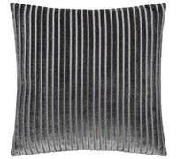 Paoletti Funda de cojín Savoy Stripe: cojín Decorativo Reversible de Terciopelo Suave y Texturizado para sofás, Camas y sillones (Carbón - 50x50cm)