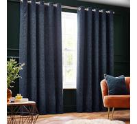 Paoletti Galaxy Par De Cortinas con Ojales - Cortinas De Chenilla Opulentas Forradas Opacas (Azul Marino - 229x183cm)