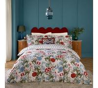 Paoletti Juego de edredón Floral Reversible Ishana de Seventy Three - Grosella roja/Azul francés - King