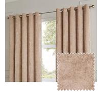 Paoletti Lustre Velvet Par De Cortinas con Ojales - Cortinas De Lujo con Acabado Iridiscente Suave Y Texturizado Que Oscurecen La Habitación (Ostra - Ancho 229 x Largo 137cm)