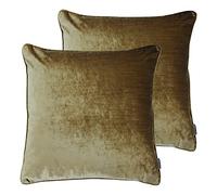 Paoletti Luxe Velvet Twin Pack Cojines llenos, Oro, 55 x 55cm, 2