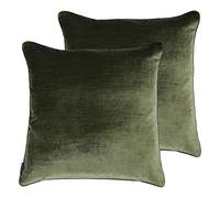Paoletti Luxe Velvet Twin Pack Poliéster Relleno Cojines, Aceituna, 55 x 55cm, 2