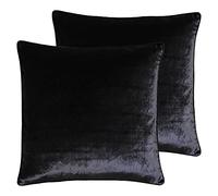 Paoletti Luxe Velvet Twin Pack Poliéster Relleno Cojines, Negro, 55 x 55cm, 2