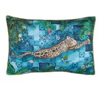 Paoletti Majorelle Cojín con Relleno de poliéster para Exterior Leopard Outdoor con Ribetes - Azur - 40x60 cm
