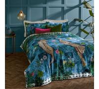 Paoletti Majorelle Juego De Funda Nórdica - Reversible Marroquí Botánico Leopardo con Ribete De Lujo Ropa De Cama (Azul Celeste - Super King - 260x220cm)