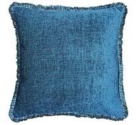 Paoletti Riva Astbury-Cojín Relleno, Color Azul Azulado, Tela de Chenilla metálica, Borde con Flecos, Cierre de Cremallera Oculto, 100% poliéster, 50 x 50 cm, diseñado en el Reino Unido, (Pack of 1)