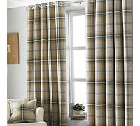 Paoletti Riva Aviemore-Cortinas con Ojales (par), Color Amarillo Ocre - Heritage Tartan Check - Efecto de Lana sintética - Listas - 100% poliéster, 117 cm de Ancho x 137 cm de caída, 66x72 (168x183cm)