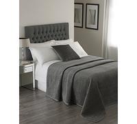Paoletti Riva Brooklands King Size Lujo Colcha - Gris Grafito - Velvet Feel Diseño del Edredón - Ropa De La Frontera - 100% Poliéster Relleno - 240 X 250 Cm (94" X 98" Pulgadas)