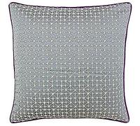 Paoletti Riva Pimlico Cojín-Gris Diseño Geométrico del Diamante-Tejido Jacquard-En Contraste Rosa Hilo Bordes-65 35% Viscosa-45 X 45Cm (18" X 18" Pulgadas), Poliéster Viscosa, Plata/Magenta, 45x45cm