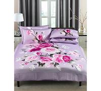 Paoletti Riva Windsor Super King Duvet Cover Set - Brezo Púrpura - Rose Impresión De La Flor De Diseño - 300 Hilos - 100% Algodón - Lavable A Máquina - 260 X 220Cm (102" X 87" Pulgadas)