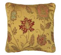 Paoletti Riva Zurich Pluma Cojín Lleno De Yellow-Decorativo Floral Jacquard Diseño Hilo-Bordes-Reversible-100 Caso (22" X 22" Pulgadas) -Diseñado En El Reino Unido, De Poliéster, De Oro, 55 X 55 Cm