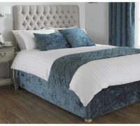 Paoletti Verona-Bufanda de Terciopelo aplastado, Color Azul, King, Poliéster, Verde Azulado, Súper Rey, Matrimonio Grande