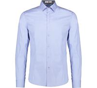 PAOLO DI MATTEO Camisa para hombre Art 2724 MOD 2158 - Slim Fit - Fabricado en Italia - Cuello italiano - Camisa con Contrasti, azul celeste, M