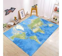 PAOSYTQQ World Map Print Area Rugs Anti-Slip Rug Machine Washable Flannel Carpets for Home Living Room Bedroom Bathroom Decor Floor Mat 60x90cm