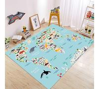 PAOSYTQQ World Map Print Area Rugs Anti-Slip Rug Machine Washable Flannel Carpets for Home Living Room Bedroom Bathroom Decor Floor Mat 80x120cm