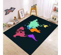 PAOSYTQQ World Map Print Area Rugs Anti-Slip Rug Machine Washable Flannel Carpets for Home Living Room Bedroom Bathroom Decor Floor Mat 160x230cm