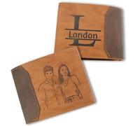 PAOUPY Carteras para Hombre Personalizadas,Personaliza Tu Logotipo, Nombre, Texto O Foto. Regalos Personalizados para Hombres, Novios O Esposos,Cuero