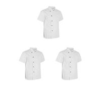 Paowsietiviity Chaquetas de chef unisex, abrigo de manga corta, uniformes de cocina, M, blanco, Juego de 3 (blanco, M), M
