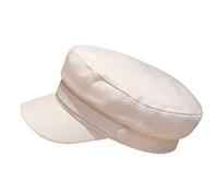 Paowsietiviity Gorras de Capitán Marinero de Algodón y Lino Boina Bretona Retro Gorra de Parte Superior Plana Newsboy Sombrero de Pescador Unisex, beige