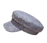 Paowsietiviity Gorras de Capitán Marinero de Algodón y Lino Boina Bretona Retro Gorra de Parte Superior Plana Sombrero de Pescador Newsboy Unisex, azul denim claro