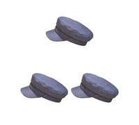 Paowsietiviity Gorras de marinero capitán de lino de algodón Retro Breton Boina Gorra plana Newsboy Fisherman Hat Unisex, Dark Denim Blue, 3 Set (azul mezclilla oscuro), as description