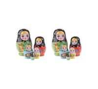Paowsietiviity Juego de 2 muñecas rusas de madera para anidar de 5 piezas para niños y jóvenes, color verde Matryoshka