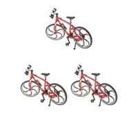 Paowsietiviity Juego de 3 modelos de bicicleta de aleación a escala 1:10, juguete de bicicleta artesanal, rojo 1