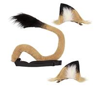 Paowsietiviity Juego de orejas y cola de león con orejas de animal para disfraz de Halloween, color marrón