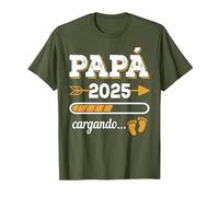 Papá 2025 Cargando Futuro Padre 2025 Nacimiento Hijo Hija Camiseta, Hombre, Verde Oliva, L