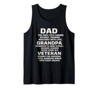 Papá. Abuelo Veterano. Los tres rangos de una novedad de leyenda. Camiseta sin Mangas