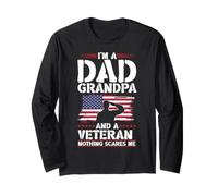 Papá Abuelo Veterano Nada Asusta Patriotic Veterans Day US Manga Larga