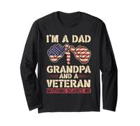 Papá Abuelo Veterano Nada Asusta Patriotic Veterans Day US Manga Larga