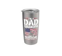 Papá Abuelo Veterano Nada asusta Patriotic Veterans Day US Vaso térmico de acero inoxidable de doble pared