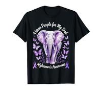 Papá Alzheimer's Awareness Elephant Wear Purple For My Dad Camiseta