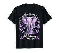 Papá Alzheimer's Awareness Elephant Wear Purple For My Dad Camiseta