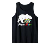 Papa Bear Autism Dad - Protector de Padre Rompecabezas Conciencia Camiseta sin Mangas